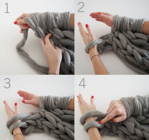 Decke aus dickem Garn. Handstricken für Anfänger