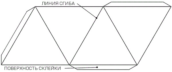 Tetraeder aus Pappe. Schema, Schritt für Schritt, Vorlage