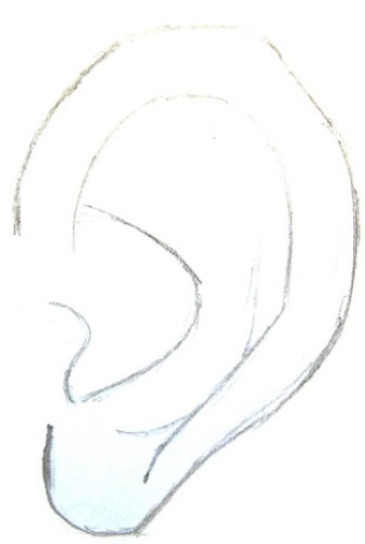 Orecchio - disegno passo dopo passo per bambini con matita