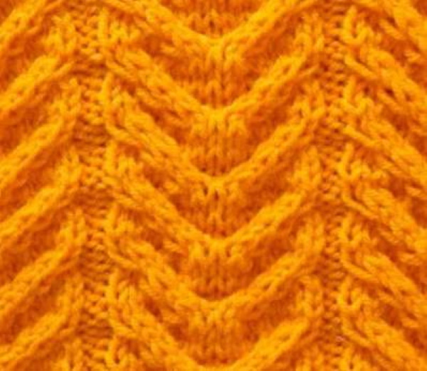 Ährchenmuster-Stricknadeln. Schema und Beschreibung der länglichen Schleifen, durchbrochen