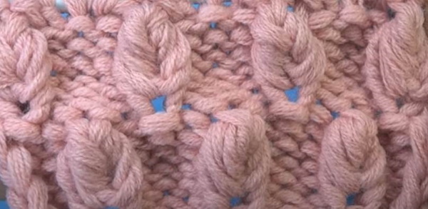 Ährchenmuster-Stricknadeln. Schema und Beschreibung der länglichen Schleifen, durchbrochen