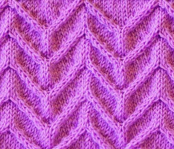 Ährchenmuster-Stricknadeln. Schema und Beschreibung der länglichen Schleifen, durchbrochen