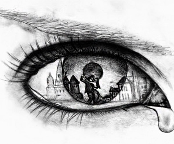 Depressive Zeichnungen zum Kopieren mit einem Bleistift über unerwiderte Liebe, Traurigkeit, Kummer