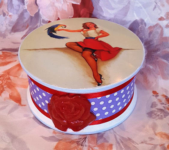 Foto eines Mädchens im Pin-Up-Stil für einen Kuchen. Beispiele