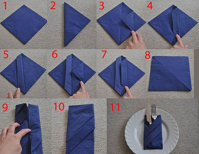 So falten Sie Papier- und Stoffservietten wunderschön auf dem Tisch. Schemata