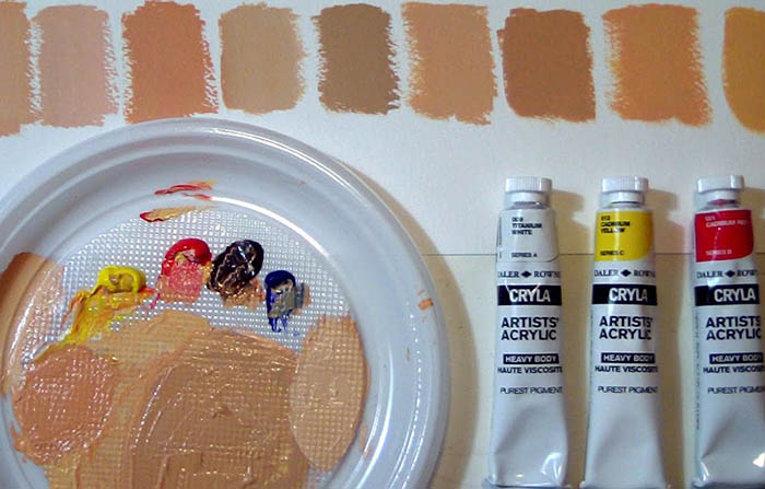 Wie man Beige aus Gouache, Plastilin, Farben, Markern und Bleistiften herstellt