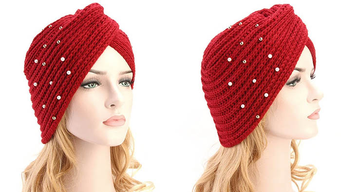 So stricken Sie mit Stricknadeln eine Turbanmütze für eine Frau. Neue Modelle, Diagramme, Beschreibung