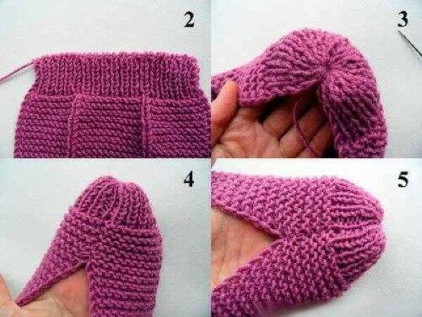 Gestrickte Hausschuhe für Anfänger Schritt für Schritt mit Beschreibung