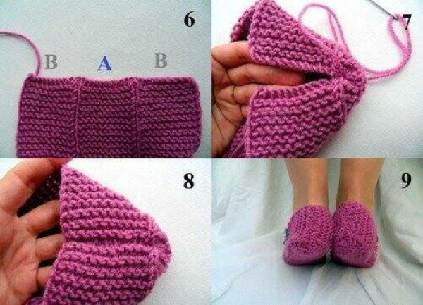 Gestrickte Hausschuhe für Anfänger Schritt für Schritt mit Beschreibung