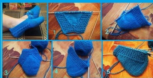 Gestrickte Hausschuhe für Anfänger Schritt für Schritt mit Beschreibung
