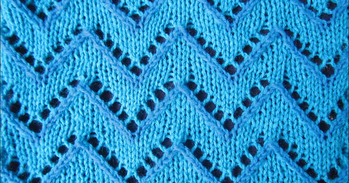Stricknadeln mit Zickzackmuster. Schema und Beschreibung der horizontalen, vertikalen, durchbrochenen Streifen