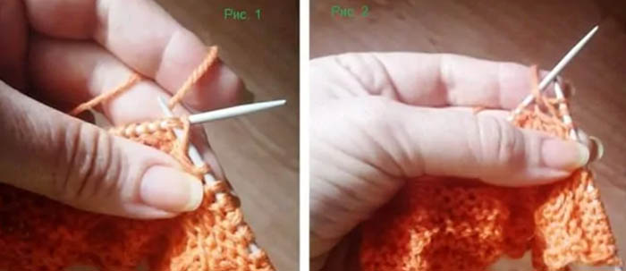 Stricknadeln mit Zickzackmuster. Schema und Beschreibung der horizontalen, vertikalen, durchbrochenen Streifen