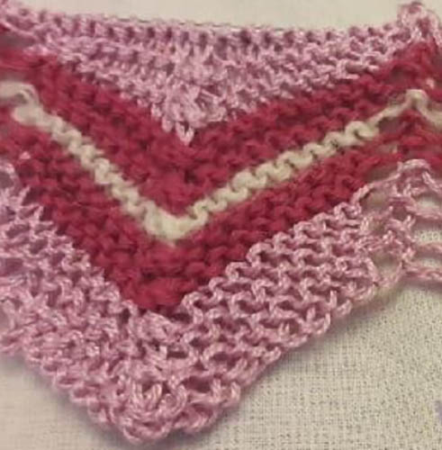 Stricknadeln mit Zickzackmuster. Schema und Beschreibung der horizontalen, vertikalen, durchbrochenen Streifen