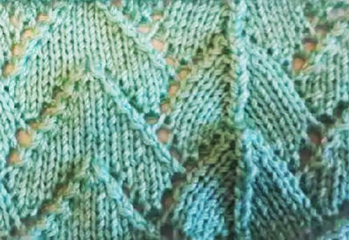 Stricknadeln mit Zickzackmuster. Schema und Beschreibung der horizontalen, vertikalen, durchbrochenen Streifen