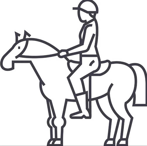 Cavaliere a cavallo disegno a matita, colori per bambini per principianti