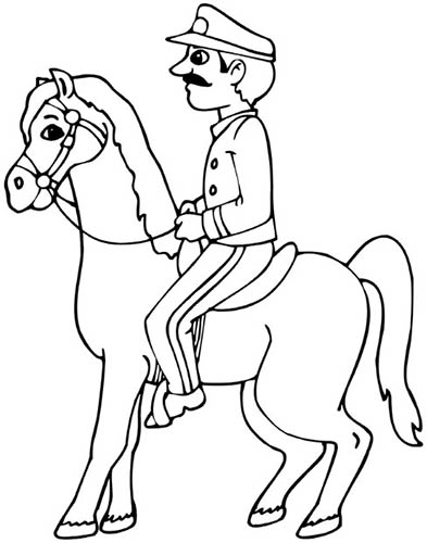 Cavaliere a cavallo disegno a matita, colori per bambini per principianti