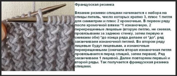 Französisches elastisches Stricken. Anleitung für Anfänger, Strickbeschreibung