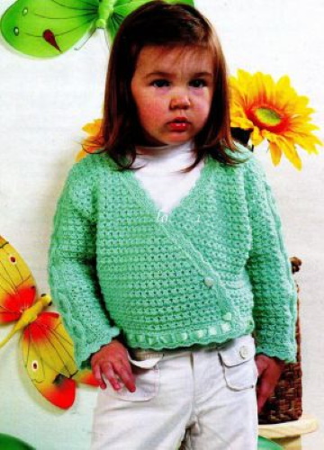 Gestrickte Bluse für Mädchen im Alter von 1–2 Jahren. Beschreibung, Diagramme
