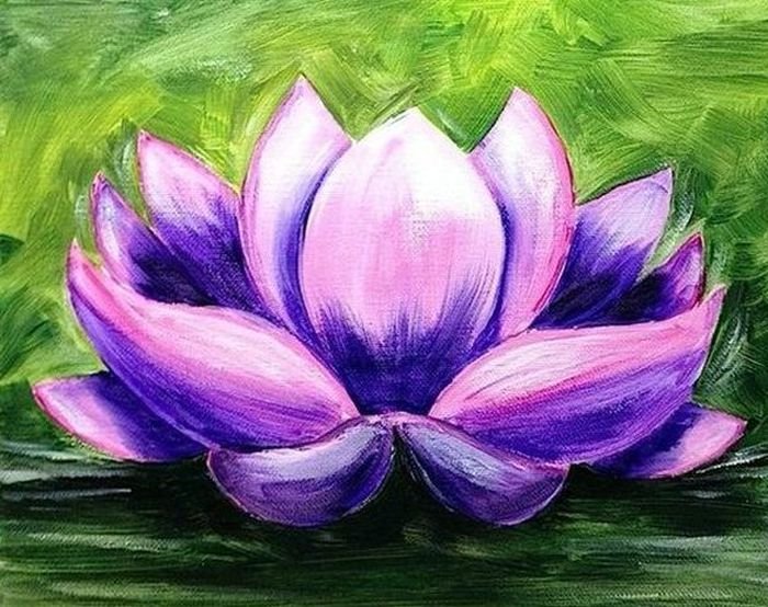 Zeichnung einer Lotusblume mit Bleistift, Aquarell, Gouache
