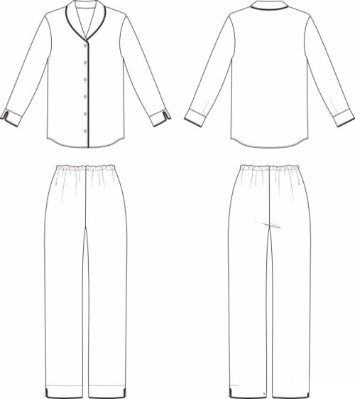 Damenpyjama mit Shorts. Muster: Seide, Baumwolle, Spitze mit T-Shirt, Top, Hemd