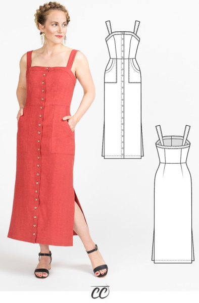 Damen Sommerkleid fürs Büro, handgefertigt. Schnittmuster, wie man näht