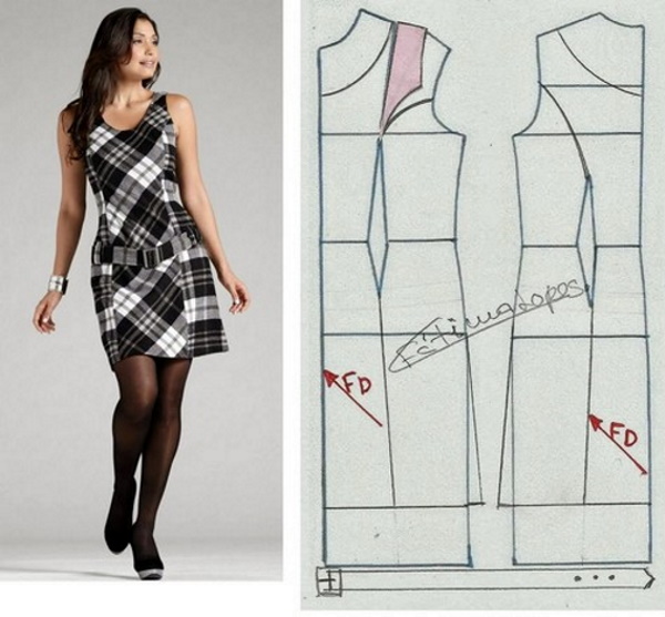 Damen Sommerkleid fürs Büro, handgefertigt. Schnittmuster, wie man näht