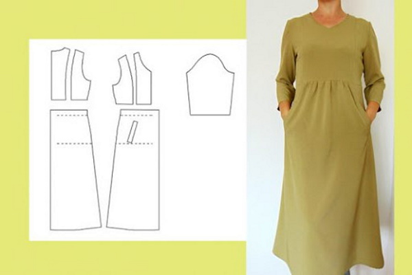 Damen Sommerkleid fürs Büro, handgefertigt. Schnittmuster, wie man näht