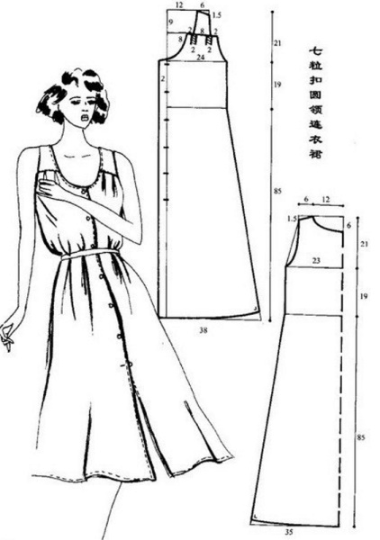Damen Sommerkleid fürs Büro, handgefertigt. Schnittmuster, wie man näht