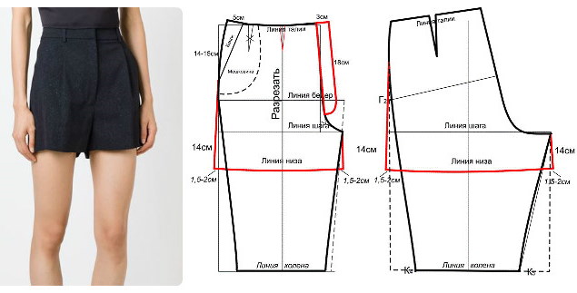 Shorts mit hoher Taille für Damen. Muster: Stoff, Leder. Foto