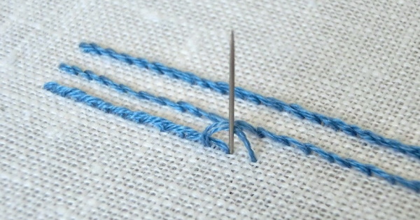 Stielstich mit Nadel Schritt für Schritt. So geht's, Anleitung für Anfänger