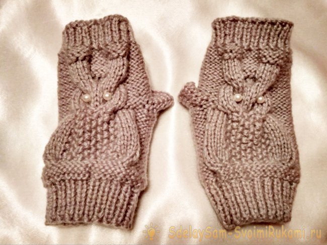 Eulenmuster gestrickt. Muster und Beschreibung auf Rundstricknadeln, Foto