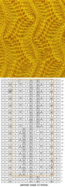 Stricknadeln mit Wellenmuster. Schema und Beschreibung für Anfänger