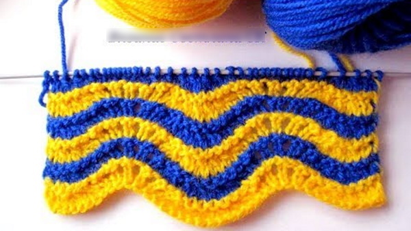 Stricknadeln mit Wellenmuster. Schema und Beschreibung für Anfänger