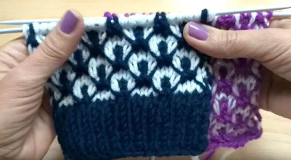 Mit Nadeln gestrickter Kapuzenkragen. Schemata und Beschreibung