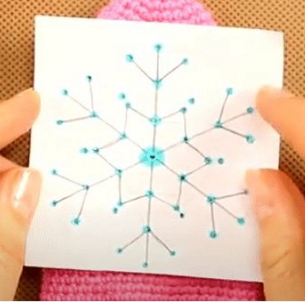 Stickerei auf gestrickten Fäustlingen mit Wollfäden. Meisterklasse