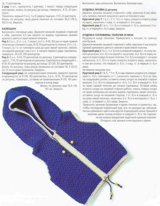 Weste für einen 1-jährigen Jungen, gestrickt. Schemata für Anfänger
