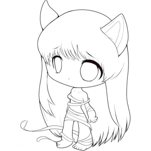 Anime-Mädchen mit Ohrenzeichnung. Süße Mädchen zum Skizzieren