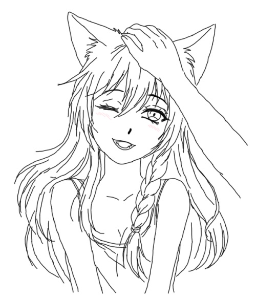 Anime-Mädchen mit Ohrenzeichnung. Süße Mädchen zum Skizzieren