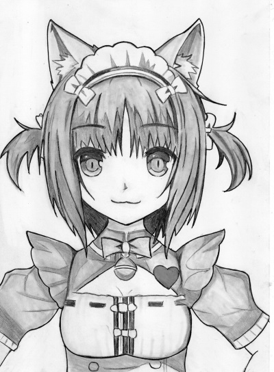 Anime-Mädchen mit Ohrenzeichnung. Süße Mädchen zum Skizzieren