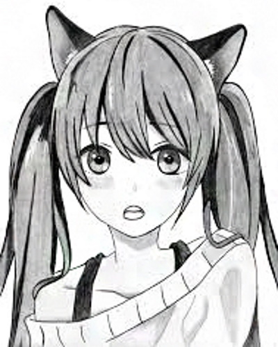 Anime-Mädchen mit Ohrenzeichnung. Süße Mädchen zum Skizzieren