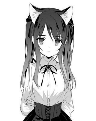 Anime-Mädchen mit Ohrenzeichnung. Süße Mädchen zum Skizzieren