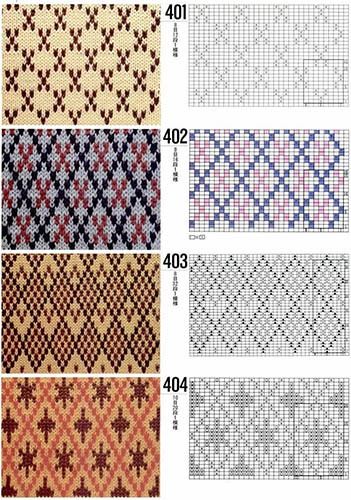 Zweifarbige Häkelmuster. Strickmuster und Beschreibungen