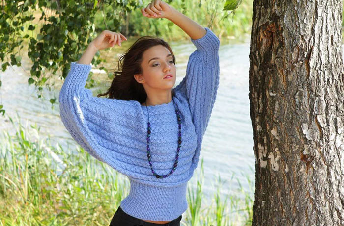 Strickbluse für Damen. Schemata, Größen, Modelle
