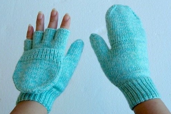 Umschlagfäustlinge. Wie man Männer, Kinder, Frauen Stricknadeln strickt, häkelt