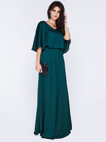 Chiffonkleid mit langen Ärmeln. Schnittmuster für Knielänge, Midi, lange Länge