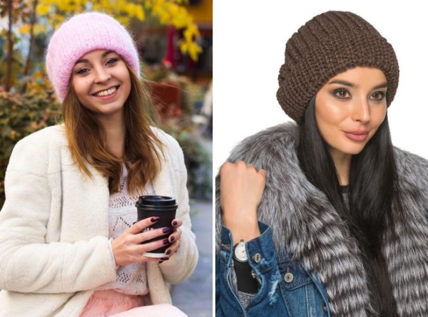 Tokari-Mütze aus Mohair mit englischen elastischen Stricknadeln