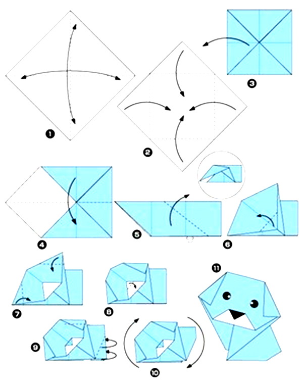 Origami für Kinder von 5-6-7 Jahren. Hund