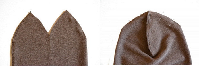 Gestrickte Beanie-Mütze. Nähen des Produkts
