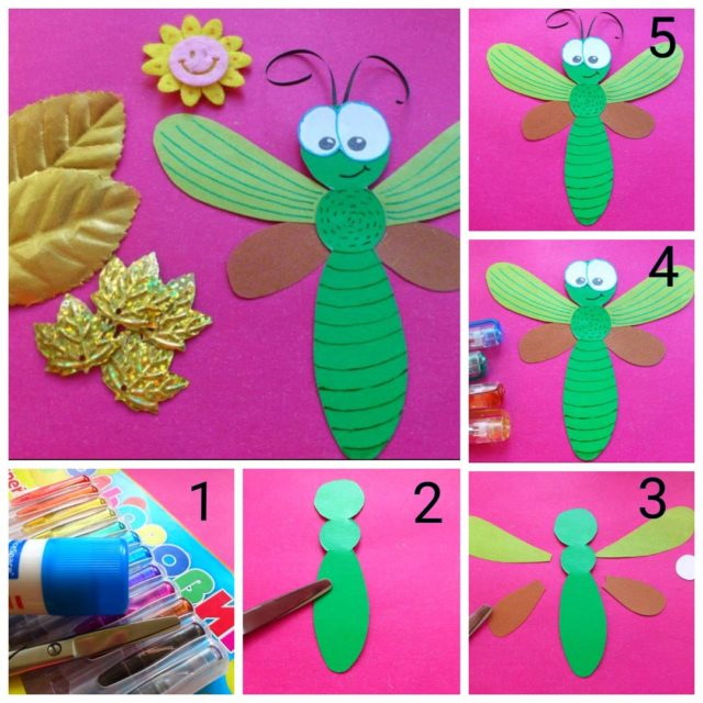 Papierapplikation. Libelle