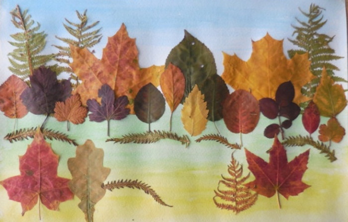 Herbstblattapplikation: Wald, Regenschirm, Herbstballerina für den Kindergarten